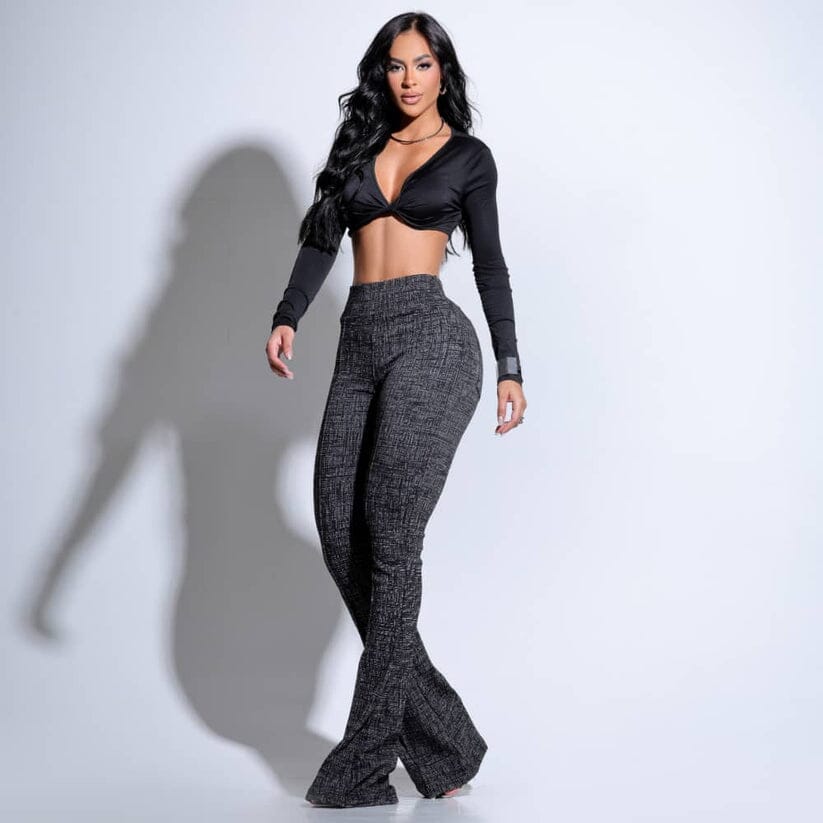 Calça Flare Sculpt Cós Alto Mescla – Elegância & Conforto FEMININO - ROUPAS - CALÇA MODELADORA Dm Stores