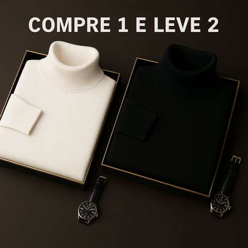 Compre 1 e Leve 2 - Suéter Premium Fit Térmico MASCULINO - VESTUÁRIO - SUETER 2 Dm Stores Preto/Branco P