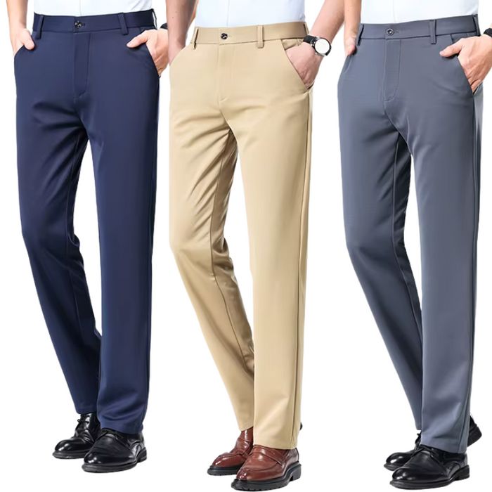 COMPRE 1 E LEVE 3 | Kit Clássico Alfaiataria – Calças Sociais + Cinto de Brinde MASCULINO - ROUPAS - CALÇA 13 Dm Stores Azul/Bege/Cinza P (38)