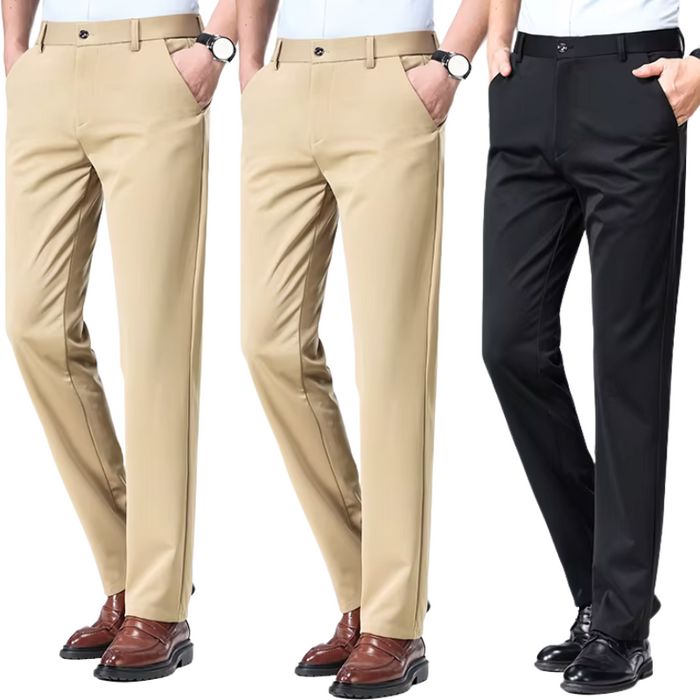 COMPRE 1 E LEVE 3 | Kit Clássico Alfaiataria – Calças Sociais + Cinto de Brinde MASCULINO - ROUPAS - CALÇA 13 Dm Stores Bege/Bege/Preta P (38)