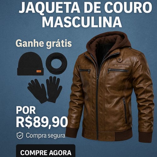 Jaqueta Masculina de Couro – Jones Dutton + Brinde Kit Frio MASCULINO - VESTUARIO - JAQUETA 2 Dm Stores