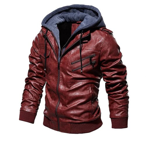 Jaqueta Masculina de Couro – Jones Dutton + Brinde Kit Frio MASCULINO - VESTUARIO - JAQUETA 2 Dm Stores Vermelha P Preto