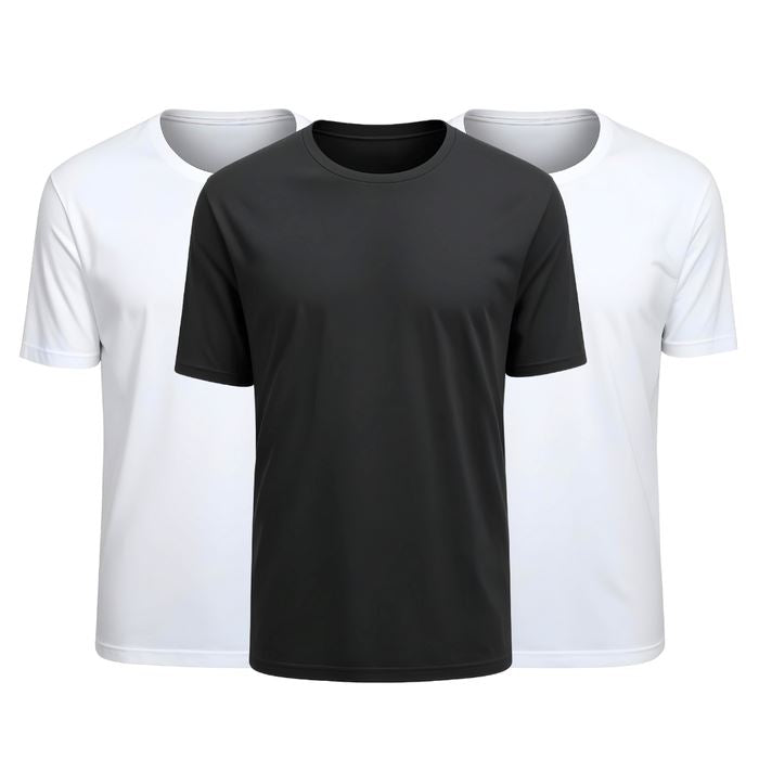 Kit 3 Camisetas Tecnológicas Modal One - Toque Gelado & Anti Odor MASCULINO - ROUPAS - CAMISETA 5 Dm Stores 2 Brancas + 1 Preta P