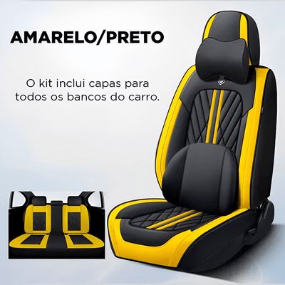 Kit AutoStyle – Capas de Banco Automotivas + Brinde Exclusivo UNISSEX - ACESSORIO AUTOMOTIVO - CAPA BANCO Dm Stores Amarelo e Preto + Brinde Universal