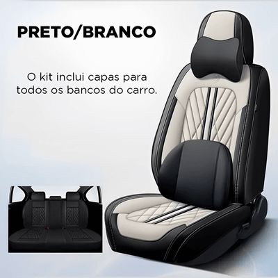 Kit AutoStyle – Capas de Banco Automotivas + Brinde Exclusivo UNISSEX - ACESSORIO AUTOMOTIVO - CAPA BANCO Dm Stores Branco e Preto + Brinde Universal