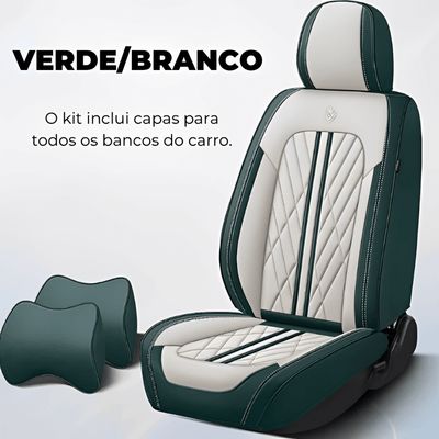 Kit AutoStyle – Capas de Banco Automotivas + Brinde Exclusivo UNISSEX - ACESSORIO AUTOMOTIVO - CAPA BANCO Dm Stores Verde e Branco + Brinde Universal