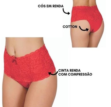 Kit Calcinha Cinta Modeladora Rendada - 5 unidades FEMININO - SAÚDE E BELEZA - CINTA MODELADORA 3 Dm Stores