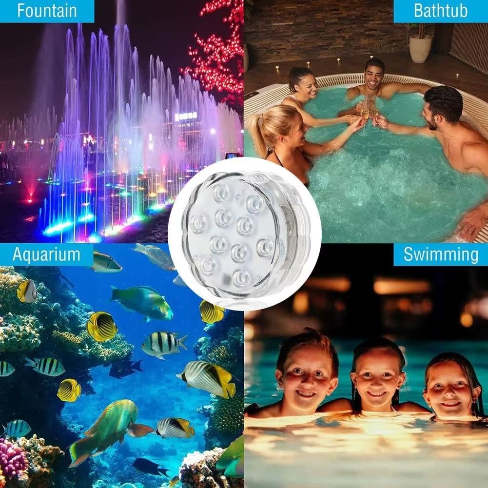 Kit Luminárias RGB para Piscina – Iluminação Sem Fio com Controle Remoto UNISSEX - CASA - LUZ PISCINA Dm Stores