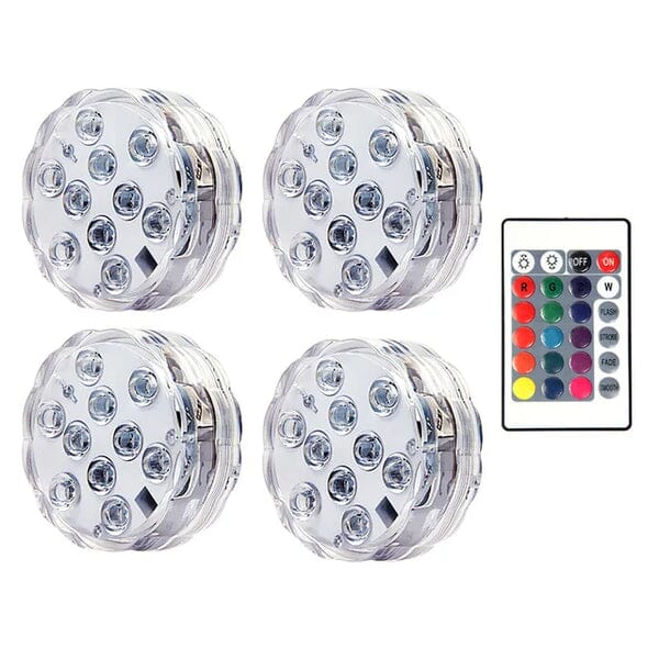 Kit Luminárias RGB para Piscina – Iluminação Sem Fio com Controle Remoto UNISSEX - CASA - LUZ PISCINA Dm Stores Kit 4 Peças