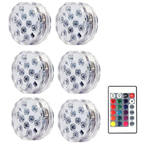 Kit Luminárias RGB para Piscina – Iluminação Sem Fio com Controle Remoto UNISSEX - CASA - LUZ PISCINA Dm Stores Kit 6 Peças