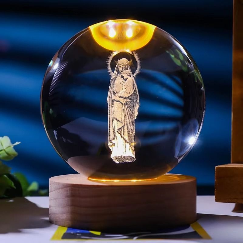 Luminária Sagrada 3D – Fé e Luz em Cada Detalhe UNISSEX - DECORACAO - LUMINARIA RELIGIOSA Dm Stores Acolher a Virgem Maria