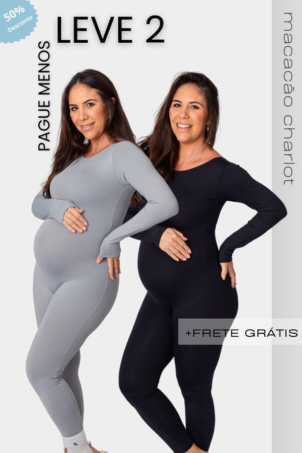 Macacão Chloé - Maternidade FEMININO - ROUPAS - MACACÃO 4 Dm Stores Preto+Cinza P (38-40)