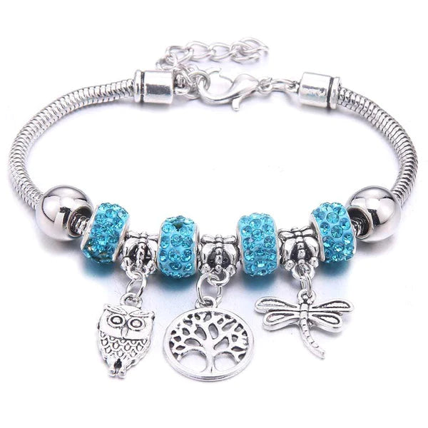 Pulseira Berloque Prata Original Joias & Acessórios (Pulseira 1) Dm Stores Azul