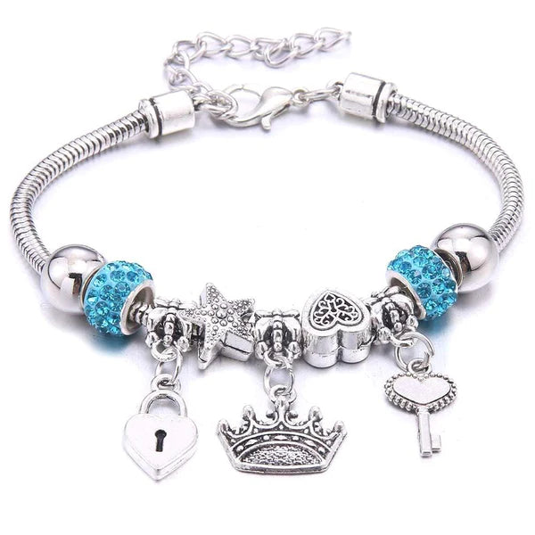 Pulseira Berloque Prata Original Joias & Acessórios (Pulseira 1) Dm Stores Azul 2