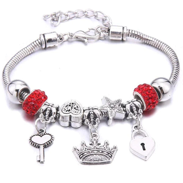 Pulseira Berloque Prata Original Joias & Acessórios (Pulseira 1) Dm Stores Vermelho 2