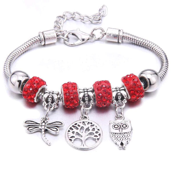 Pulseira Berloque Prata Original Joias & Acessórios (Pulseira 1) Dm Stores Vermelho