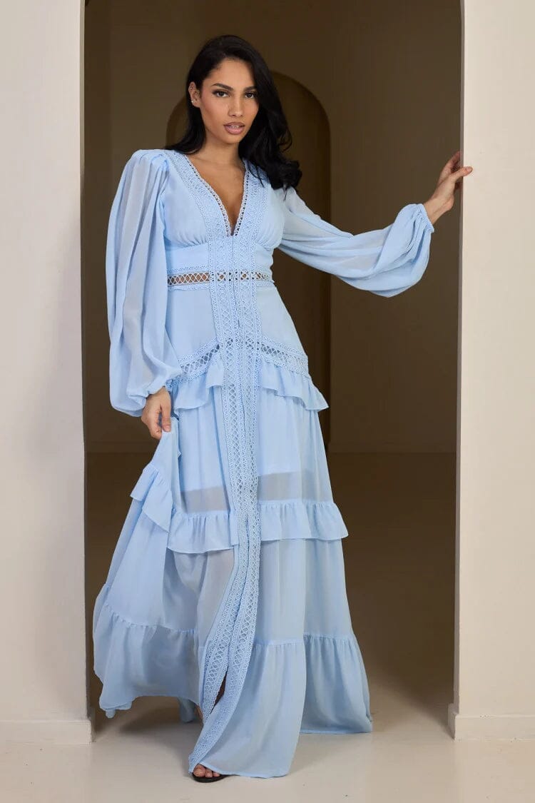 Vestido Harmonia – Elegância e Movimento em Cada Detalhe FEMININO - ROUPAS - VESTIDO 5 Dm Stores Azul Claro P