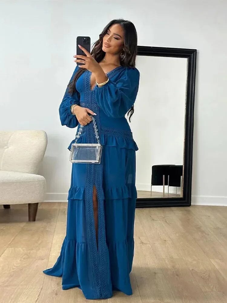 Vestido Harmonia – Elegância e Movimento em Cada Detalhe FEMININO - ROUPAS - VESTIDO 5 Dm Stores Azul Escuro P