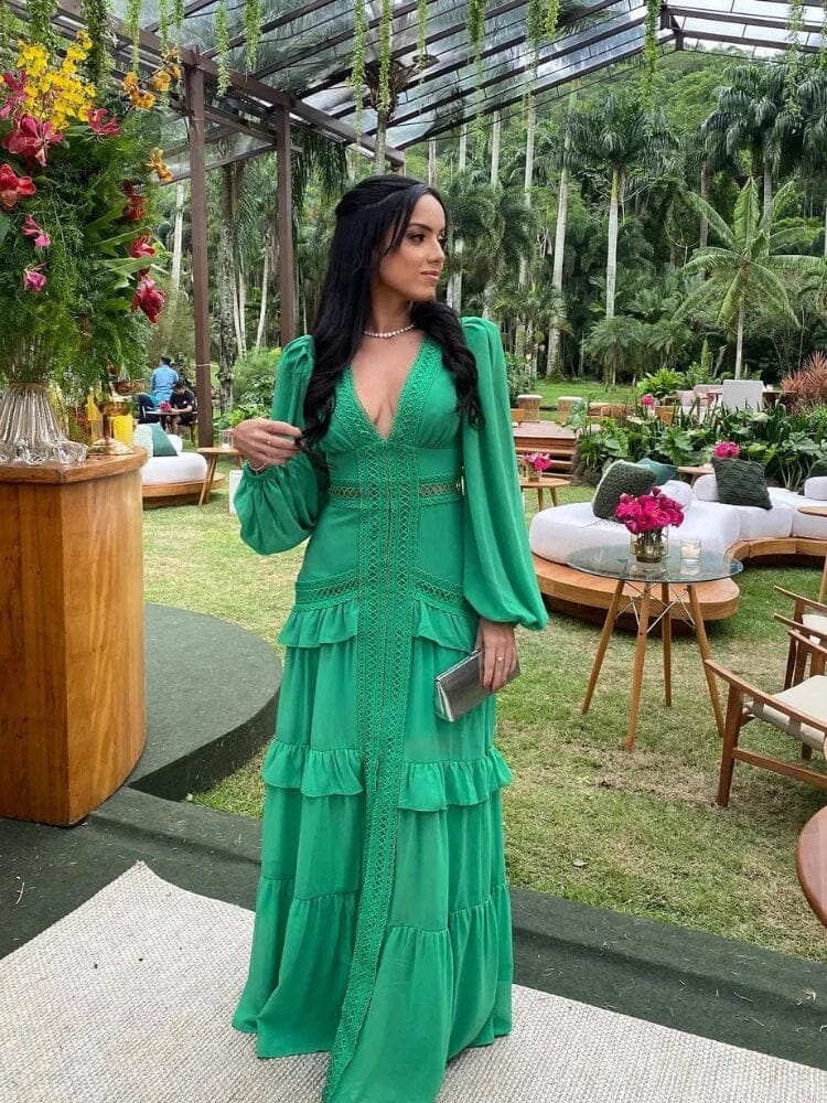 Vestido Harmonia – Elegância e Movimento em Cada Detalhe FEMININO - ROUPAS - VESTIDO 5 Dm Stores Verde Claro P