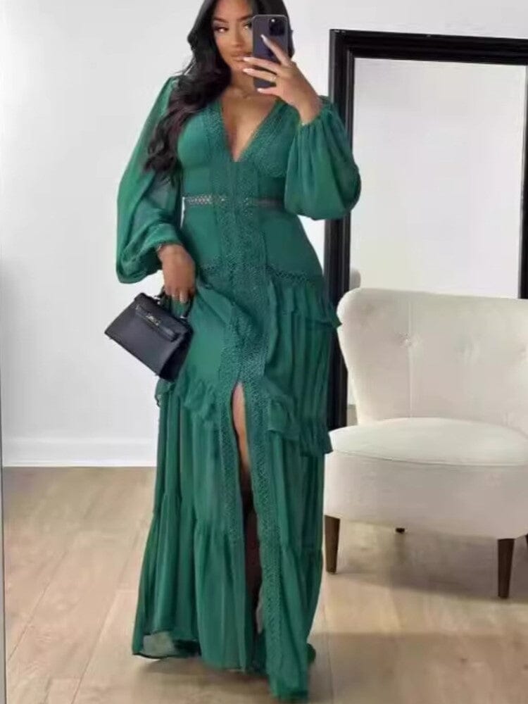 Vestido Harmonia – Elegância e Movimento em Cada Detalhe FEMININO - ROUPAS - VESTIDO 5 Dm Stores Verde Escuro P