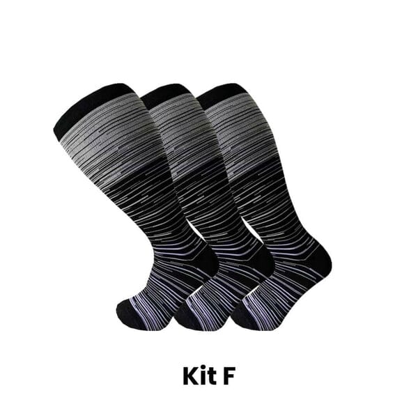 Meias de Compressão ConfortLife Plus Size (Kit 3 Pares) Roupas (Meias 2) Dm Stores KIT F XX