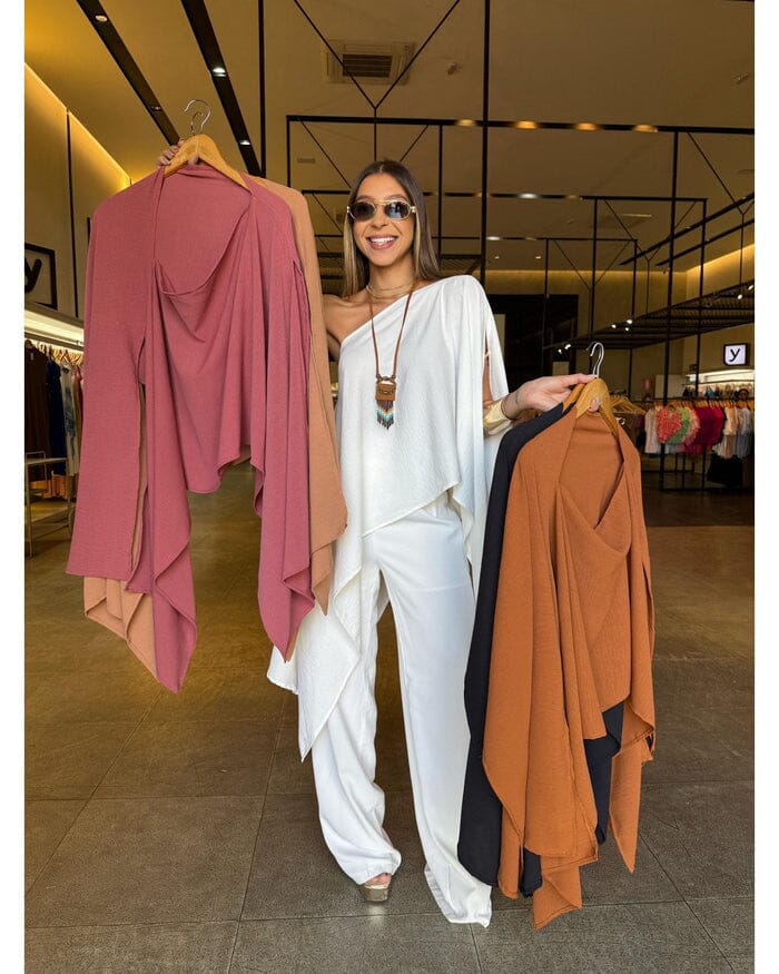 Bata Versátil FlexiLook – Estilo que se Transforma com Você FEMININO - ROUPAS - BATA Dm Stores Marrom PP - Veste (32 a 34) 