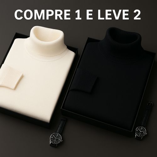 Compre 1 e Leve 2 - Suéter Premium Fit Térmico MASCULINO - VESTUÁRIO - SUETER 2 Dm Stores Preto/Bege P 