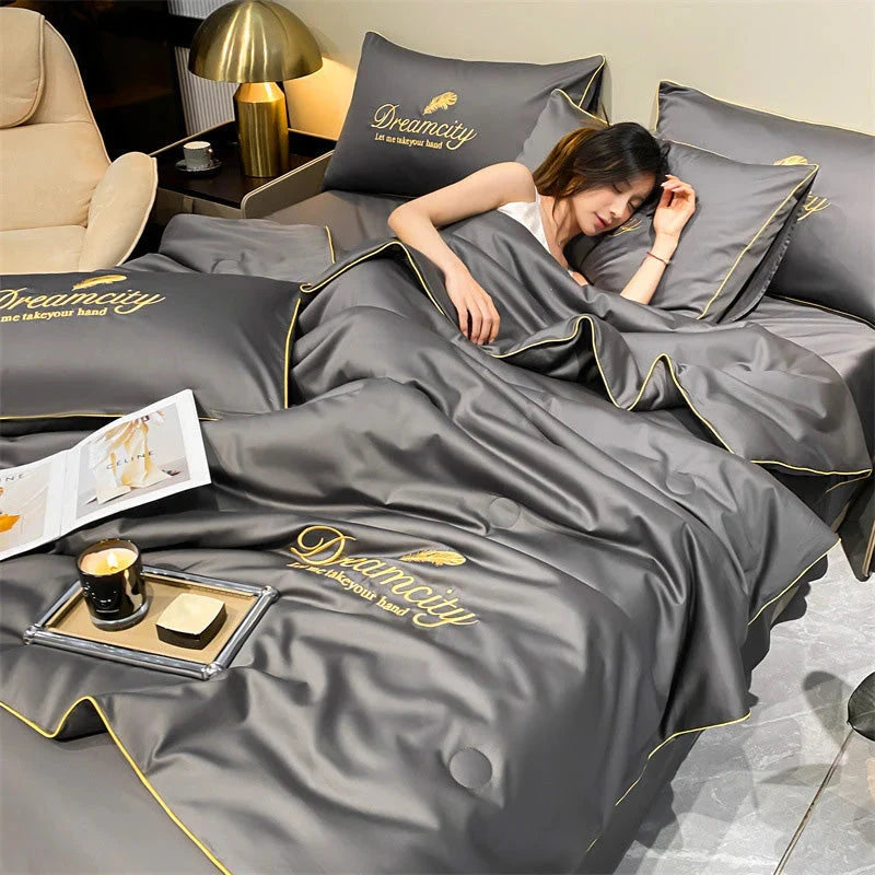 Conjunto de Cama de Seda Gelada Para o Verão [Compre 1 Leve 2] UNISSEX - CASA - CAMA, MESA & BANHO - CONJUNTO DE CAMA Dm Stores 