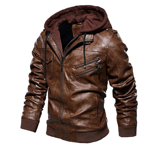 Jaqueta Masculina de Couro – Jones Dutton + Brinde Kit Frio MASCULINO - VESTUARIO - JAQUETA 2 Dm Stores Marrom P Preto