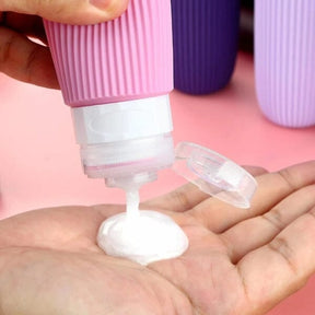 Kit 4 Frascos de Silicone Para Viagem | Anti-Vazamento UNISSEX - VIAGEM - KIT BANHO Dm Stores 