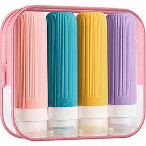 Kit 4 Frascos de Silicone Para Viagem | Anti-Vazamento UNISSEX - VIAGEM - KIT BANHO Dm Stores Colorido 
