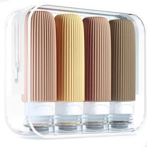 Kit 4 Frascos de Silicone Para Viagem | Anti-Vazamento UNISSEX - VIAGEM - KIT BANHO Dm Stores Marrom 
