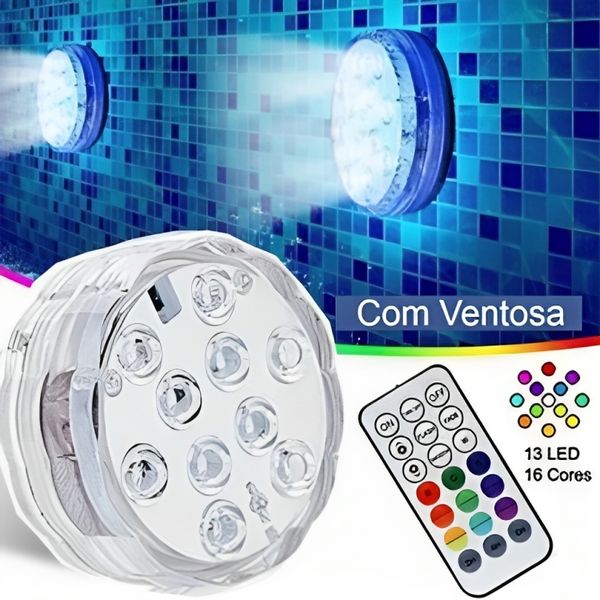 Kit Luminárias RGB para Piscina – Iluminação Sem Fio com Controle Remoto UNISSEX - CASA - LUZ PISCINA Dm Stores 
