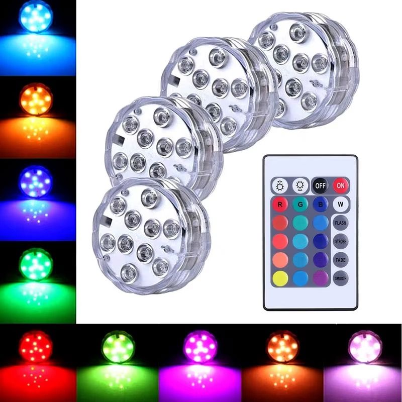 Kit Luminárias RGB para Piscina – Iluminação Sem Fio com Controle Remoto UNISSEX - CASA - LUZ PISCINA Dm Stores 