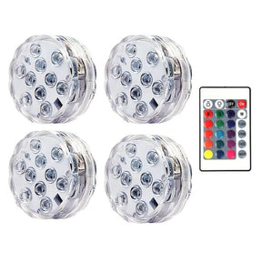 Kit Luminárias RGB para Piscina – Iluminação Sem Fio com Controle Remoto UNISSEX - CASA - LUZ PISCINA Dm Stores Kit 4 Peças 