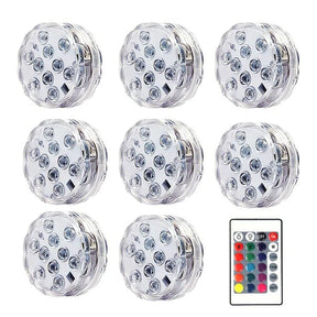Kit Luminárias RGB para Piscina – Iluminação Sem Fio com Controle Remoto UNISSEX - CASA - LUZ PISCINA Dm Stores Kit 8 Peças 