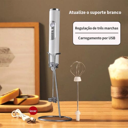 Mixer Portátil Multiuso – Batedor Elétrico para Café, Leite e Bebidas UNISSEX - COZINHA - MIXER Dm Stores 1 Unid - Branco 
