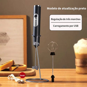 Mixer Portátil Multiuso – Batedor Elétrico para Café, Leite e Bebidas UNISSEX - COZINHA - MIXER Dm Stores 1 Unid - Preto 