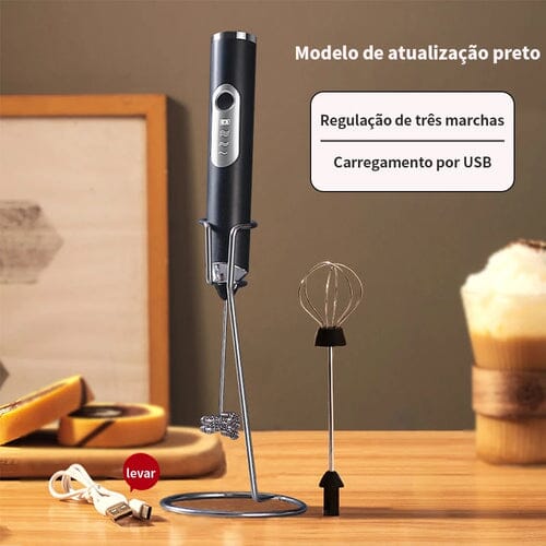 Mixer Portátil Multiuso – Batedor Elétrico para Café, Leite e Bebidas UNISSEX - COZINHA - MIXER Dm Stores 1 Unid - Preto 