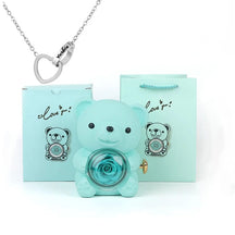 Urso Porta-Joias Giratório com Colar Corações Personalizados FEMININO - ACESSORIOS - URSO COM COLAR Dm Stores Azul Prata 