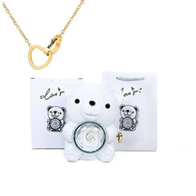 Urso Porta-Joias Giratório com Colar Corações Personalizados FEMININO - ACESSORIOS - URSO COM COLAR Dm Stores Branco Ouro 