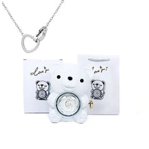 Urso Porta-Joias Giratório com Colar Corações Personalizados FEMININO - ACESSORIOS - URSO COM COLAR Dm Stores Branco Prata 
