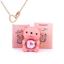 Urso Porta-Joias Giratório com Colar Corações Personalizados FEMININO - ACESSORIOS - URSO COM COLAR Dm Stores Rosa Rose Gold 