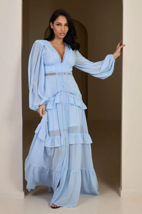 Vestido Harmonia – Elegância e Movimento em Cada Detalhe FEMININO - ROUPAS - VESTIDO 5 Dm Stores Azul Claro P 