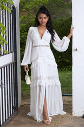 Vestido Harmonia – Elegância e Movimento em Cada Detalhe FEMININO - ROUPAS - VESTIDO 5 Dm Stores Branco P 