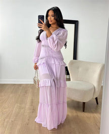 Vestido Harmonia – Elegância e Movimento em Cada Detalhe FEMININO - ROUPAS - VESTIDO 5 Dm Stores Lilás Claro P 